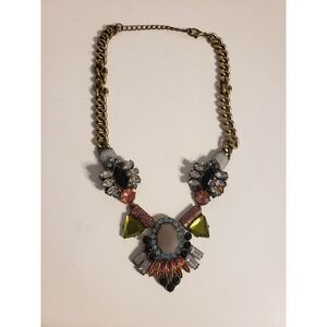 Statement‎ Necklace Chunky Chain Colorful Gemstone Bib Necklace